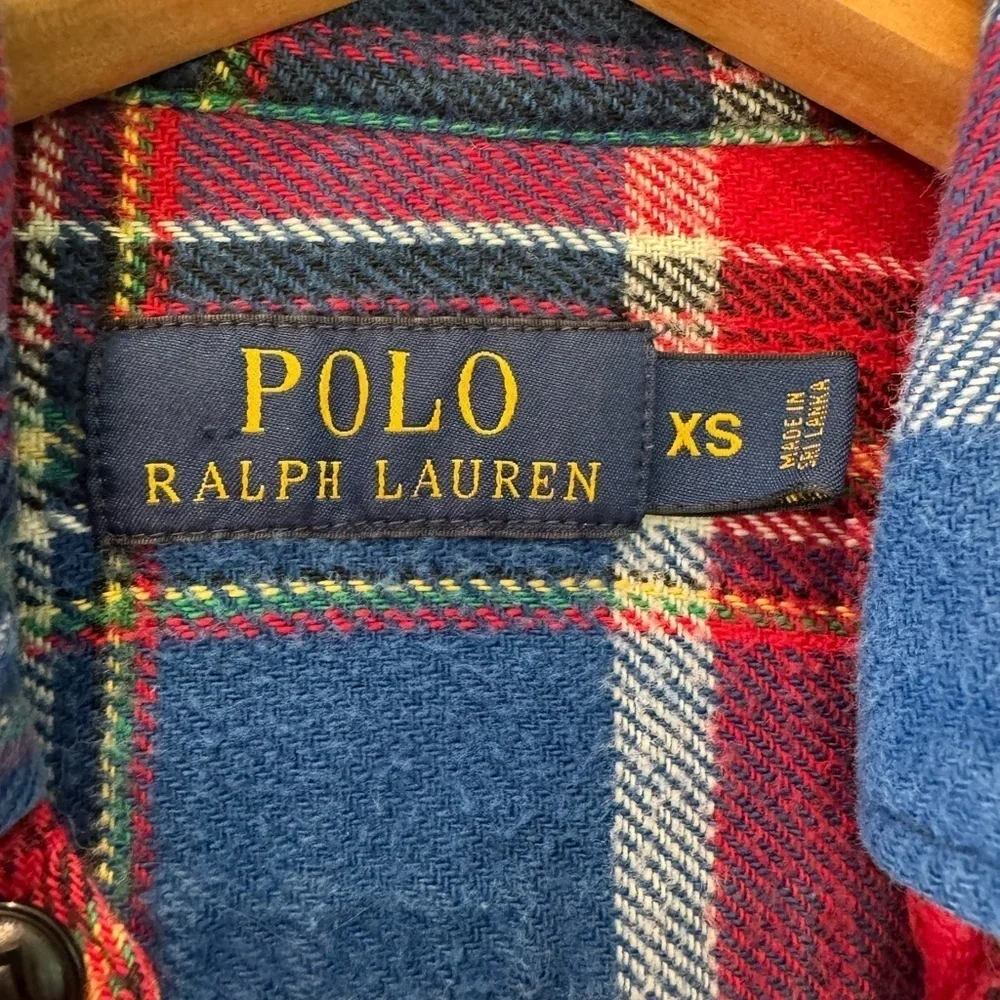 Polo  Ralph Lauren Red and Blue Casual Button Down Shirt Plaid Cotton / XSM